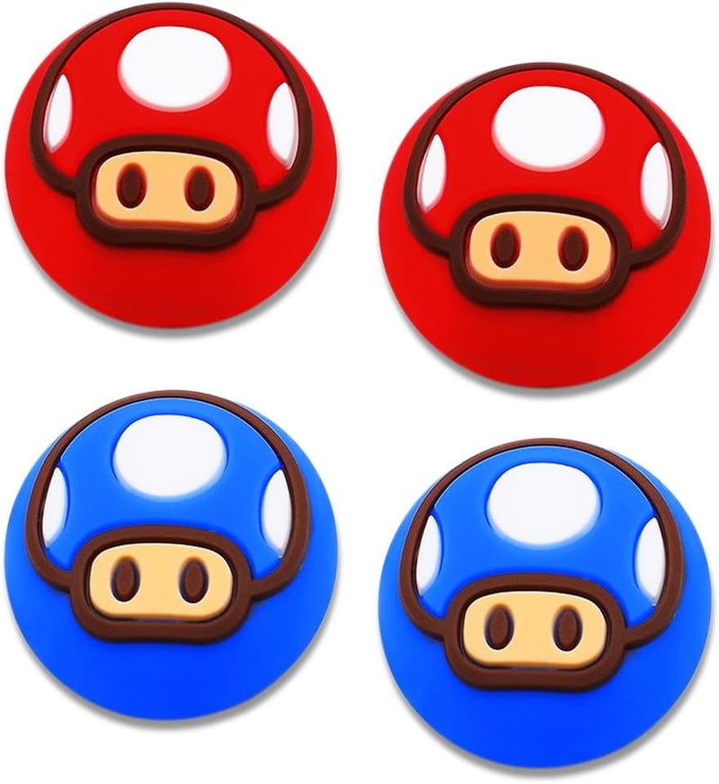 Sunmike Thumb Grip Caps for Nintendo Switch 1/ OLED/Lite, 4 Pcs Silicone Thumb Grip Caps for Nintendo Switch Joystick Cover Cute Accessories Joy con Thumb Grips - Blue&Red - Image 1
